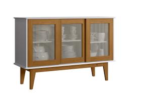 Aparador Buffet 3 Portas De Correr MDF/MDP/PINUS Moderno Retrô Resistente
