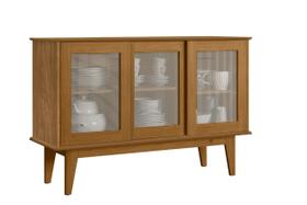 Aparador Buffet 3 Portas De Correr MDF/MDP/PINUS Moderno Retrô Resistente