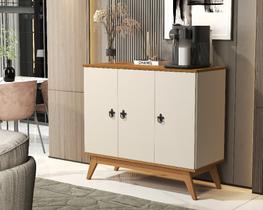 Aparador Buffet 3 Portas Off White/ Nature - Tóquio