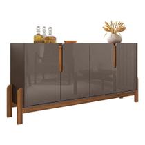 Aparador Buffet 4 Portas Belle 170 Cm Cinza Pérola E Cedro