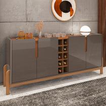 Aparador Buffet 4 Portas Belle 190cm Cinza Pérola e Cedro com Adega C02 - D'Rossi Aparador Buffet 4 Portas Belle 190cm Cinza Pérola e Cedro com Adega C02 - D'Rossi