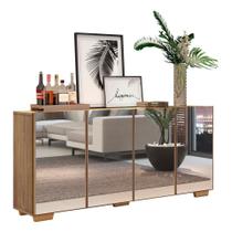 Aparador Buffet 4 Portas com Espelho e Pés Rustic/l Aparador Buffet 4 Portas com Espelho e Pés Rustic/l