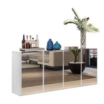 Aparador Buffet 4 Portas com Espelho Suspenso Branco Aparador Buffet 4 Portas com Espelho Suspenso Branco