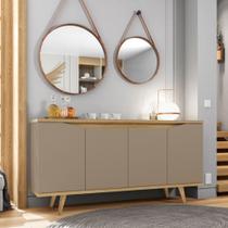 Aparador Buffet 4 Portas com Pés de Madeira Maciça Grace Casa D