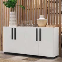 Aparador Buffet 4 Portas com Pés Quadrados Viena Multimóveis Branco/Preto Aparador Buffet 4 Portas com Pés Quadrados Viena Multimóveis Branco/Preto