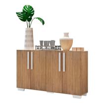 Aparador Buffet 4 Portas Com Pés Quadrados Viena V3607 Rustic/Branco Rustic/Branco Aparador Buffet 4 Portas Com Pés Quadrados Viena V3607 Rustic/Branco Rustic/Branco
