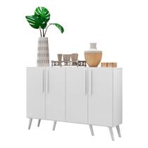 Aparador Buffet 4 Portas Com Pés Retrô Viena Branco