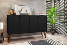 Aparador Buffet 4 Portas Lituania Preto Casa Moderna