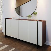 Aparador Buffet 4 Portas Oliwia 160cm Sala Jantar Off/Nogueira/Preto Fosco C04 - D'Rossi