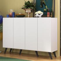 Aparador Buffet 4 Portas Retrô Alemanha Multimóveis BR3556 Branco/Preto