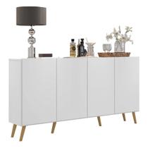Aparador Buffet 4 Portas Retrô Veneza Multimóveis V3556 Branco/ Branco/