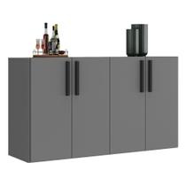 Aparador Buffet 4 Portas Suspenso Viena V3605 Grafite/Preto Grafite/Preto