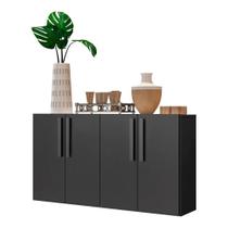 Aparador Buffet 4 Portas Suspenso Viena V3605 Preto Preto