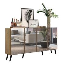 Aparador Buffet 4 Portas Suspenso Viena V3605 Rustic/Branco