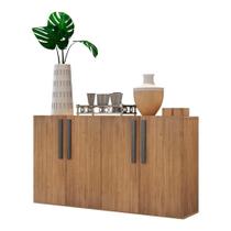 Aparador Buffet 4 Portas Suspenso Viena V3605 Rustic/Preto Rustic/Preto
