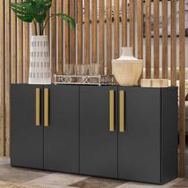 Aparador Buffet 4 portas Viena Multimóveis Preto/Natural Aparador Buffet 4 portas Viena Multimóveis Preto/Natural