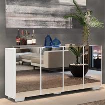 Aparador Buffet 4 Ptas c/ Espelho e Pés Quadrados Vegas Multimóveis Branco