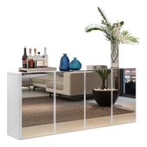 Aparador Buffet 4 Ptas com Espelho Vegas Multimóveis Branco
