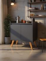 Aparador Buffet 60cm Retro Mdf Grafite Madri - On Móveis Aparador Buffet 60cm Retro Mdf Grafite Madri - On Móveis