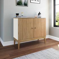 Aparador Buffet 90cm 2 Portas Puxador Metálico Pés Madeira Aparador Buffet 90cm 2 Portas Puxador Metálico Pés Madeira