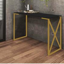 Aparador Buffet 90cm Bex Industrial Office Cantinho do Café Ferro Dourado MDF Preto - Ahz Móveis