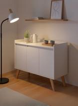 Aparador Buffet 90cm Retro Mdf Branco Madri - On Móveis