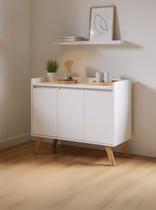 Aparador Buffet 90cm Retro Mdf Madri - On Móveis Cor:Branco Aparador Buffet 90cm Retro Mdf Madri - On Móveis Cor:Branco