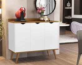 Aparador Buffet Acalanto 4400 com 3 Portas Cava Pés Palito cor Branco / Nature - Comprar Moveis para sua casa