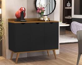 Aparador Buffet Acalanto 4400 com 3 Portas Cava Pés Palito cor Preto / Nature - Comprar Moveis em casa