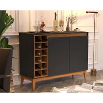 Aparador Buffet Adega 2 Portas MDF Sala Jantar Cantinho Café Bar Moderno Nature 120cm Frete Grátis