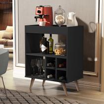 Aparador Buffet Adega Barzinho Pés Palito Retrô Encanto - Preto