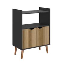 Aparador Buffet Adega Estilo Retrô Cor Preto/Ripado - Prado Moveis