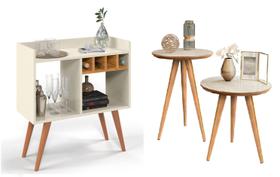 Aparador Buffet Adega Retro Rubi + Conjunto Mesa Apoio E Aparador Buffet Adega Retro Rubi + Conjunto Mesa Apoio E