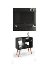 Aparador Buffet Adega Rubi + Painel 32" Madri Cor Preto