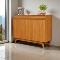 Aparador Buffet Balcão 3 Portas Ripado 2 Prateleiras Pés e Base Madeira Maciça cor:Nature Aparador Buffet Balcão 3 Portas Ripado 2 Prateleiras Pés e Base Madeira Maciça cor:Nature