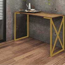 Aparador Buffet Balcão Bex Insdustrial Ferro Dourado MDF Castanho - Ahz Móveis