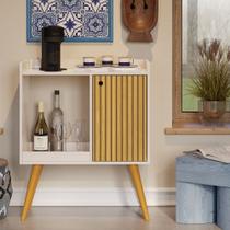 Aparador Buffet Balcão Cantinho do Café Retrô 1 Porta Linus - Off White/Ripado Aparador Buffet Balcão Cantinho do Café Retrô 1 Porta Linus - Off White/Ripado