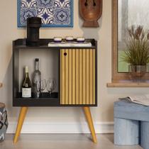 Aparador Buffet Balcão Cantinho do Café Retrô 1 Porta Linus - Preto/ Ripado Aparador Buffet Balcão Cantinho do Café Retrô 1 Porta Linus - Preto/ Ripado