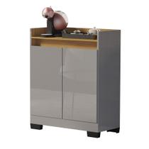 Aparador Buffet Balcão Real 2 Portas escritório cozinha cantinho do café cinzo onix mel Móveis Dlucca