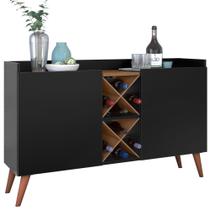 Aparador Buffet balcão Zanzini Max 2 portas com adega - Natura/Preto