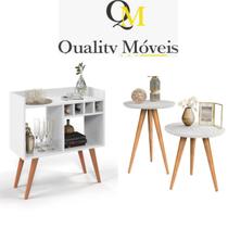 Aparador Buffet Bar com Adega Rubi + Conjunto de Mesas Apoio e Lateral Classic - Stucchi Lojas