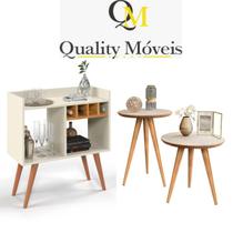 Aparador Buffet Bar com Adega Rubi + Conjunto de Mesas Apoio e Lateral Classic