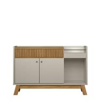 Aparador Buffet Bar Metz Retrô 1,33m 2 Portas 1 Gaveta e Bar com Espelho Nature Off White Aparador Buffet Bar Metz Retrô 1,33m 2 Portas 1 Gaveta e Bar com Espelho Nature Off White