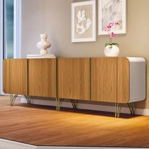 Aparador Buffet Bar Para Sala 04 Portas 220 cm Santiago B01 Off White Cinamomo - Lyam Aparador Buffet Bar Para Sala 04 Portas 220 cm Santiago B01 Off White Cinamomo - Lyam