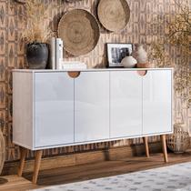 Aparador Buffet Bar Retrô 4 Portas MAGNUM Cantinho do Café Com Pés em Retrô Cor Branco SHARK MOVEIS