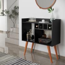 Aparador Buffet Bar Retro Rubi Com Adega / Suporte Pés Palito Cor Preto - QUALITY MOVEIS