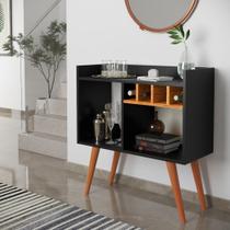 Aparador Buffet Bar Retro RUBI Com Adega/Suporte Pés Palito - Preto / Nature Aparador Buffet Bar Retro RUBI Com Adega/Suporte Pés Palito - Preto / Nature