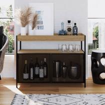 Aparador Buffet Bar York Estilo Industrial 100cm 02 Portas Artesano