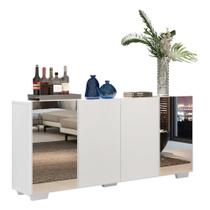 Aparador Buffet C/ Espelho e Pés Quadrados Vegas Branco