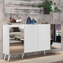 Aparador Buffet c/ Espelho e Pés Retrô Vegas Multimóveis Branco Aparador Buffet c/ Espelho e Pés Retrô Vegas Multimóveis Branco